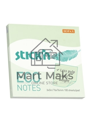 Блок самоклеящийся бумажный Stick`n ECO 21748 76x76мм, 100 листов, 60 г/м2, пастель, зеленый