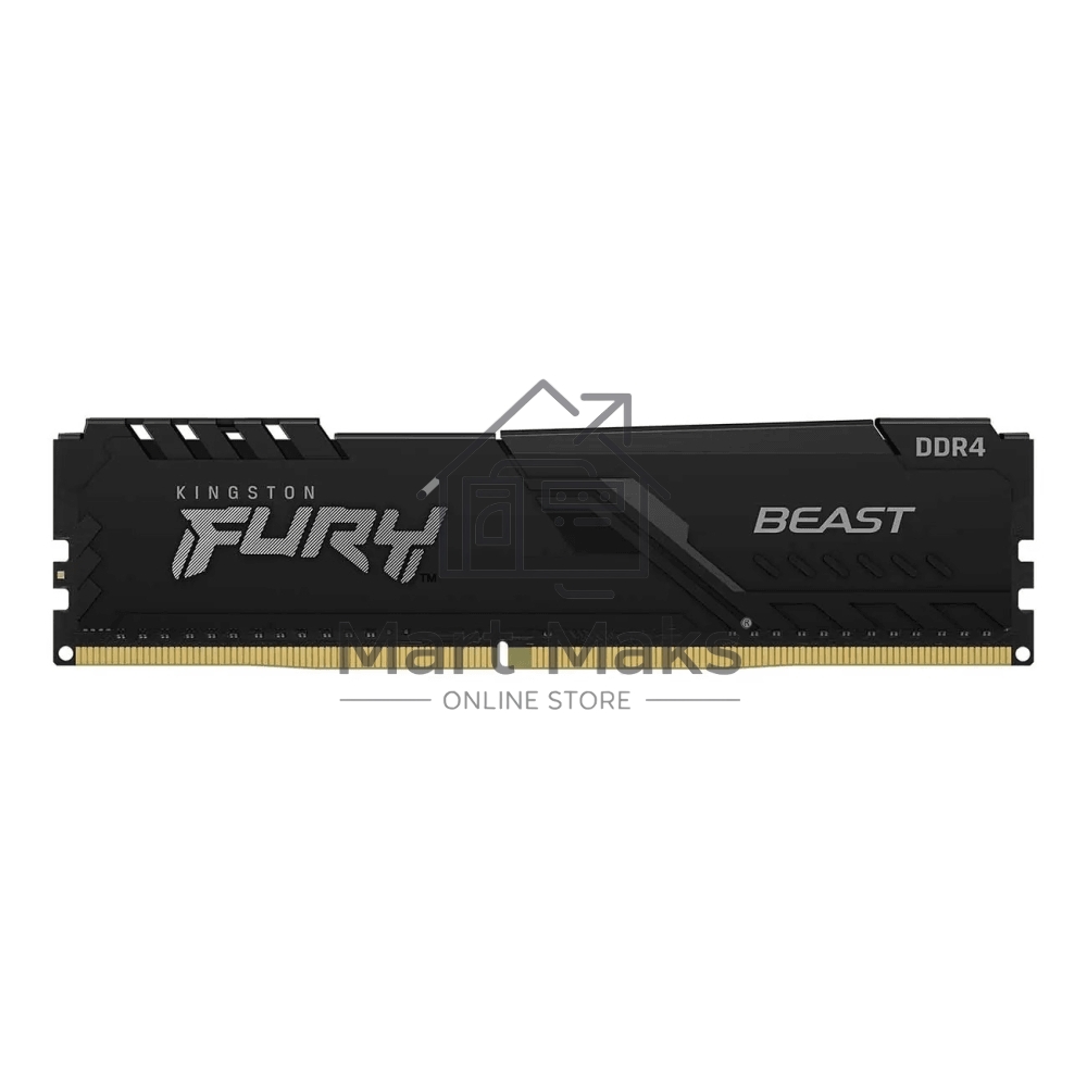 Оперативная память Kingston Fury Beast, DDR4, 16GB (1x16GB), 3600MHz, CL18, DIMM, с радиатором, черный