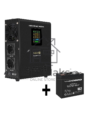 Комплект Источник бесперебойного питания EX295996RUS + батарея 55Aч EX285667RUS 1шт (инвертор, синус, для котла, настенный) ExeGate FineSine SX-800.LCD.AVR.2SH <800VA/500W, чистая синусоида, цветной LCD-дисплей, AVR, 2*Schuko, линейно-интерактивный, крепл