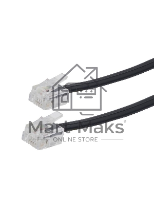 Кабель телефонный аппарат-розетка Cablexpert TC6P4C-5M-BK, 5 м черный