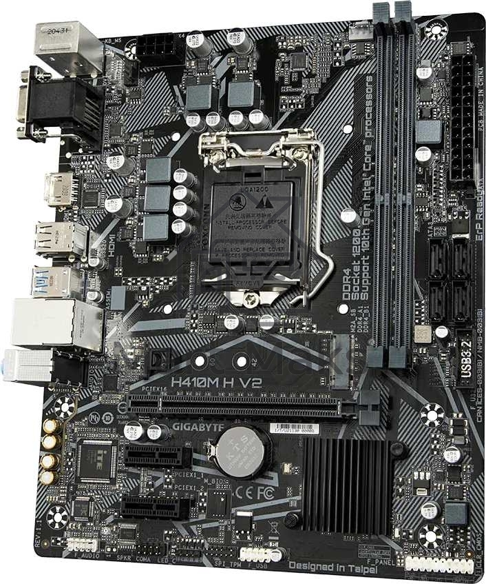 Материнская плата Gigabyte H410M H V2 (2.0/2.1), LGA 1200, Intel H470, 2xDDR4, 4xSATA, 1xM.2, 1xPCIe 3.0 x16, 2xPCIe 3.0 x1, 1xHDMI, 1xVGA, 1x 1Gb LAN, 2xUSB-A 3.2 Gen 1, 4xUSB-A 2.0, 3x3.5 мм, 7.1, Micro ATX