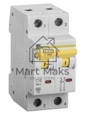 Выключатель автоматический двухполюсный ВА47-60M 2Р 16А 6кА С MVA31-2-016-C IEK