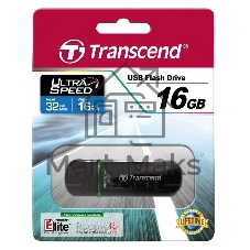 Флешка USB Transcend Jetflash 600 (TS16GJF600), 16Gb, USB 2.0, R/W 30/15, черный/зеленый