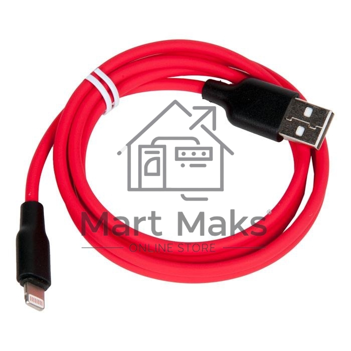 Кабель USB 2.0 hoco X21, силиконовая оплетка, AM/Lightning M, черно-красный, 1м