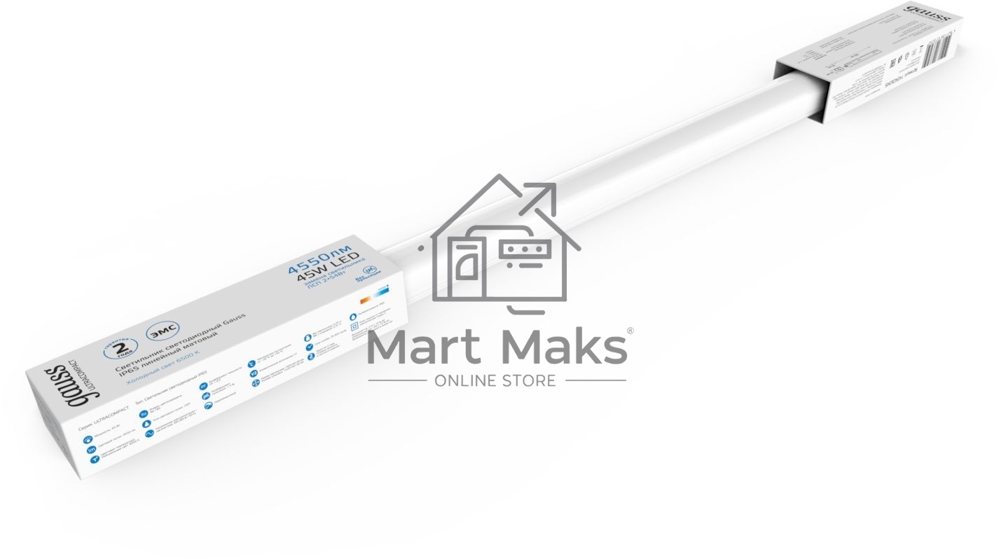 Светильник светодиодный Gauss IP65 590*40*30мм 18Вт 1300lm 4000К линейн. мат. 143424218 Gauss