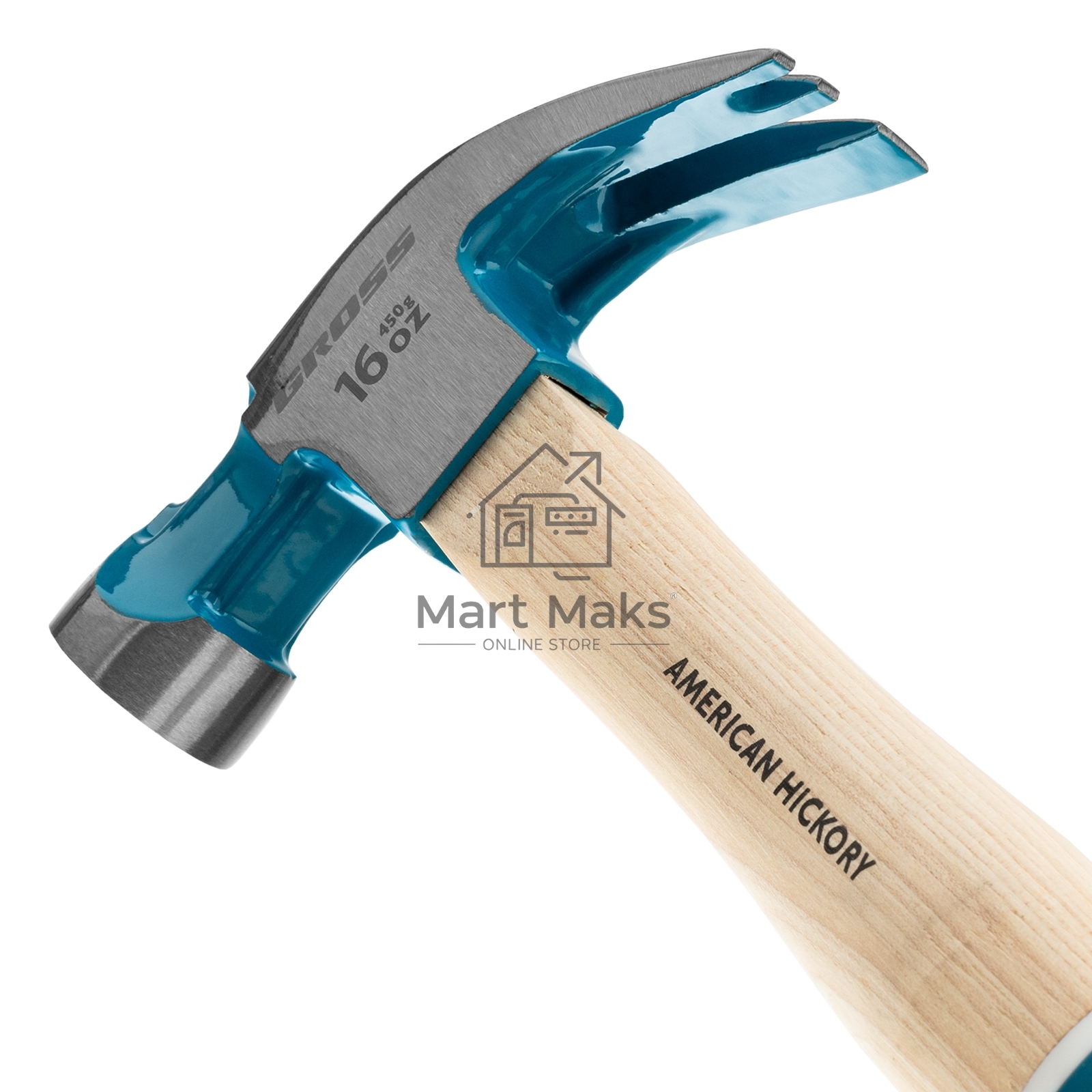 Молоток-гвоздодер,450 г, угол 45, магнит, обрезиненная рукоятка AMERICAN HICKORY GROSS