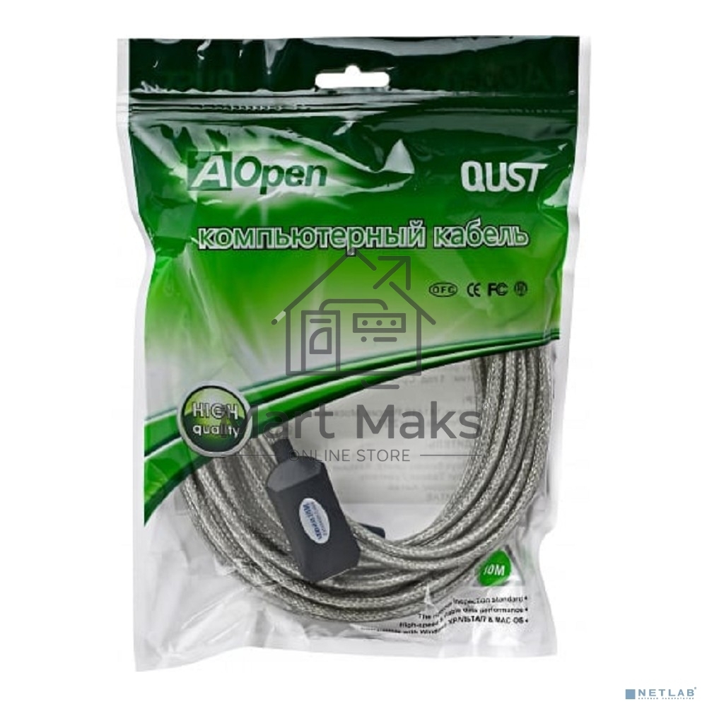Кабель AM/AF USB2.0 10м Aopen удлинитель активный(с усилителем) USB2.0-repeater, ACU823-10M