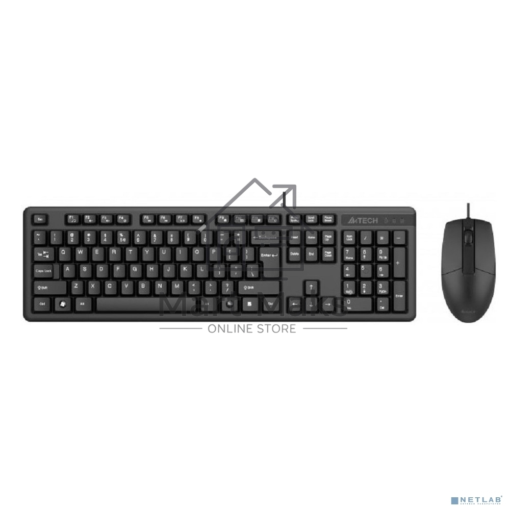 Клавиатура + мышь A4Tech KK-3330S клав:черный мышь:черный USB
