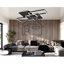 Потолочный светодиодный светильник Ambrella light FA1032/5 BK черный 95W 3000K-6400K 705*500*95 (ПДУ ИК)