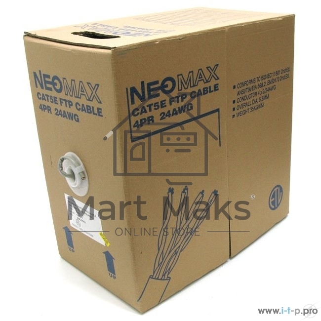 Кабель NEOMAX NM20001 Кабель FTP cat.5e, 4 пары, (305м) 0.52мм