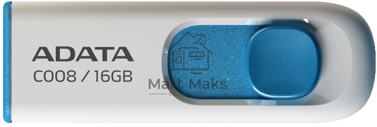 Флешка USB R/W ADATA R/W 16Gb C008 AC008-16G-RWE USB2.0 белый