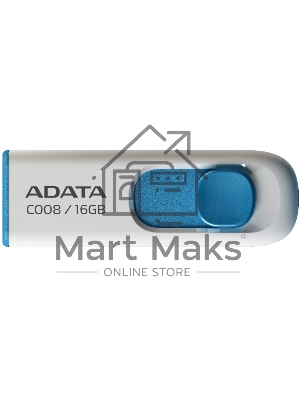Флешка USB ADATA C008 (AC008-16G-RWE), 16Gb, USB 2.0, R/W 15/5, белый/синий