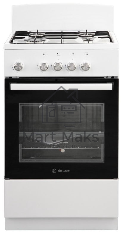 Плита газовая De Luxe 5040.48Г (Щ) белый, конфорок 4 шт, духовка 43 л, 50 см x 85 см x 50 см