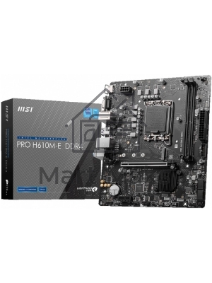 Материнская плата MSI PRO H610M-E DDR4, LGA 1700, Intel H610, 2xDDR4, 4xSATA, 1xM.2, 1xPCIe 4.0 x16, 1xPCIe 4.0 x1, 1xHDMI, 1xVGA, 1xRJ45 1Gb, 2xUSB-A 3.2 Gen 1, 4xUSB-A 2.0, 3x3.5мм, 7.1, mATX