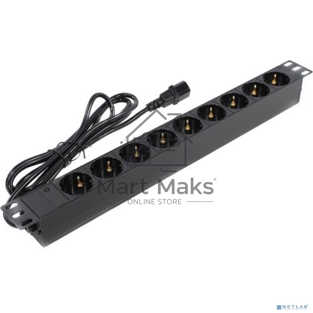 Блок розеток горизонтальный ExeGate ServerPro PDU-19H906 Al-9S-C14-2.5, 19
