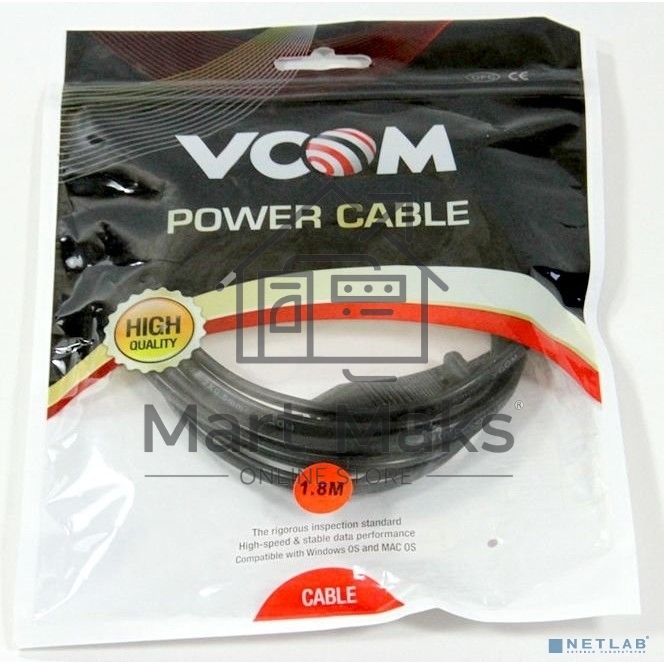 Кабель для аудио-видео техники IEC-320-C7--розетка 220V, 2-pin, 1,8м, медь, VCOM