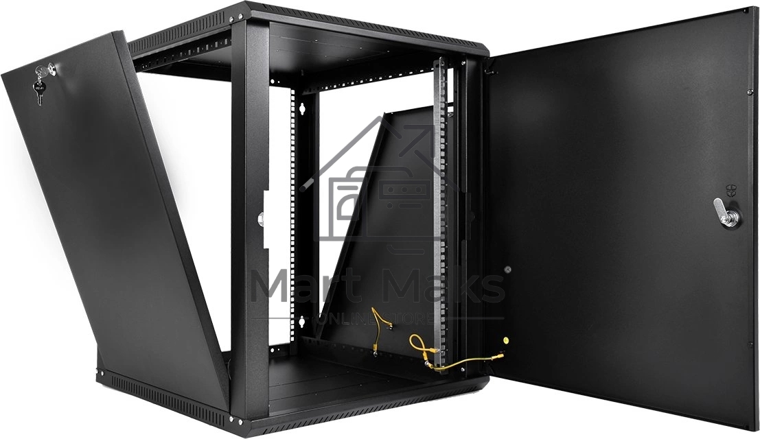 Шкаф телекоммуникационный настенный разборный ЦМО ЭКОНОМ 12U (600 x 520) дверь металл, цвет черный (ШРН-Э-12.500.1-9005)