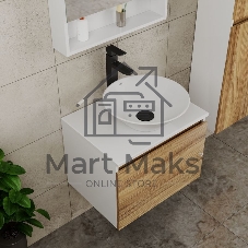 Комплект для ванной, 4 предмета (тумба Bau Dream 60 + раковина BAU D43, белая + смеситель Hotel Black, выпуск клик-клак, черный)