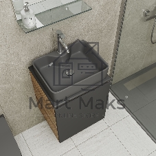 Тумба Bau Dream Blackwood 50 графит, раковина BAU Cerama 48х37 темно-серая матовая, смеситель Hotel Dream, нерж. сталь, выпуск клик клак, хром