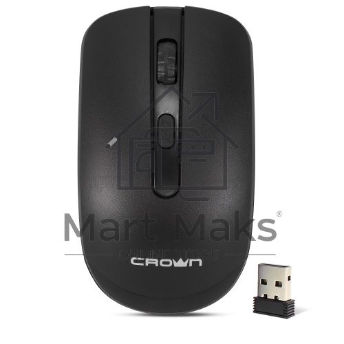 Мышь беспроводная Crown CMM-336W черный, 1600 dpi, радиоканал, USB, кнопки - 4