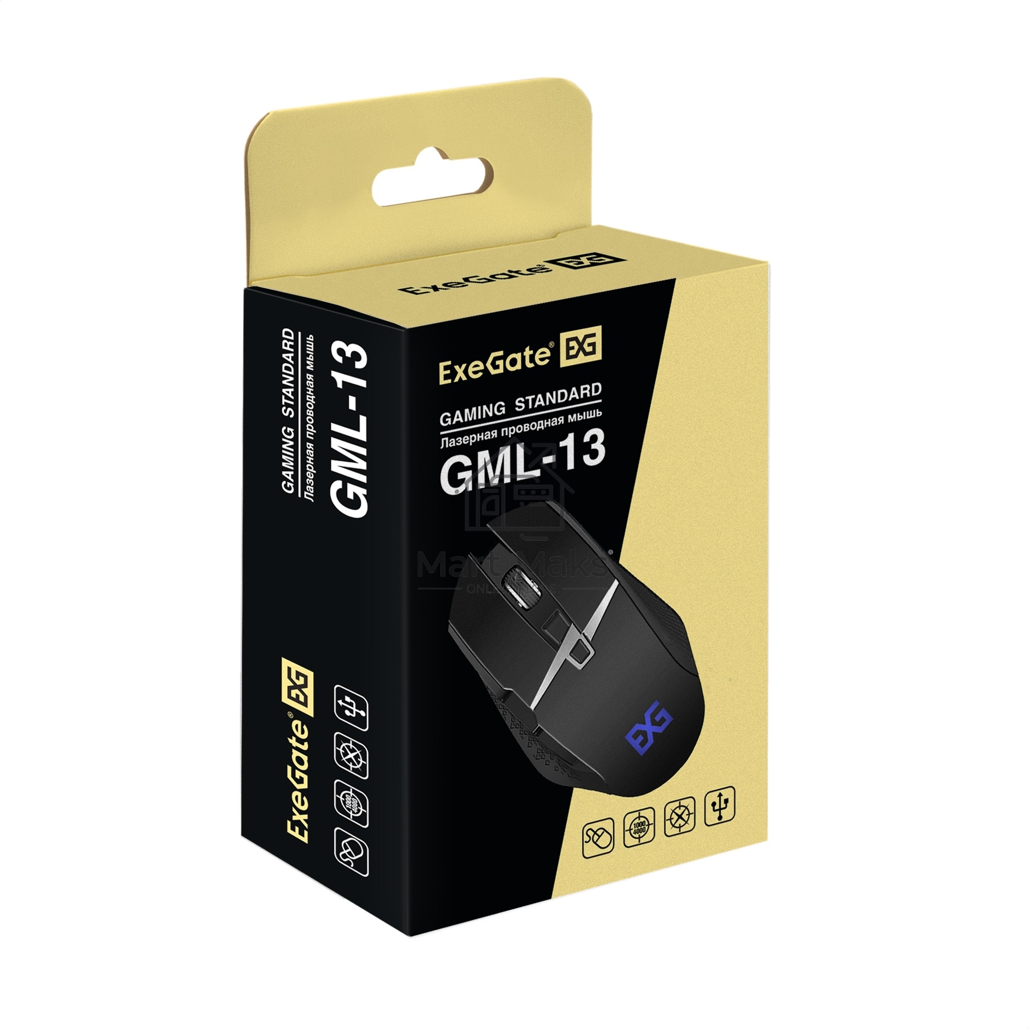 Мышь проводная ExeGate Gaming Standard Laser GML-13 черный, 4000 dpi, USB, кнопки - 8