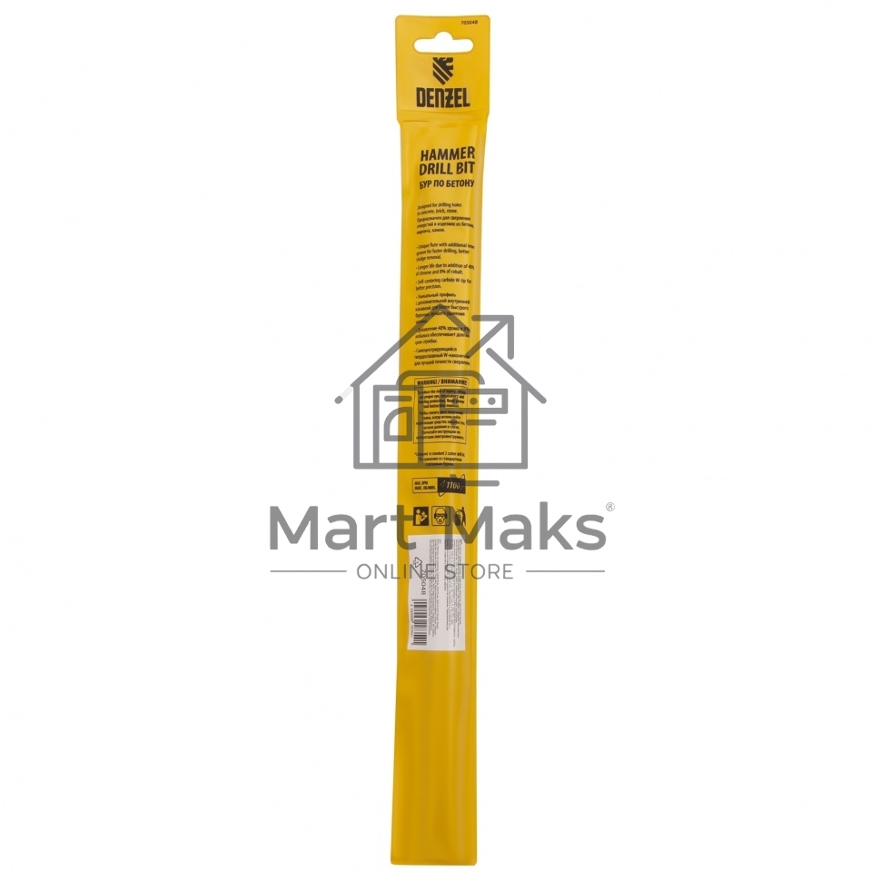 Бур по бетону Denzel двойная спираль, Cobalt W-tip, 20x310 мм, SDS PLUS