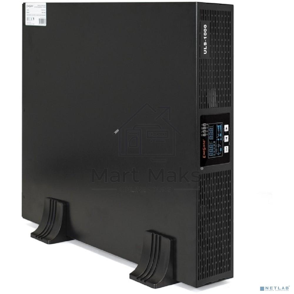Источник бесперебойного питания On-line ExeGate EP285646RUS PowerExpert ULS-1000.LCD.AVR.C13.USB.RS232.SNMP.2U <1000VA/1000W, On-Line, PF=1, LCD, 4*IEC-C13, RS232, USB, SNMP-slot, Rackmount 2U/Tower, Black>