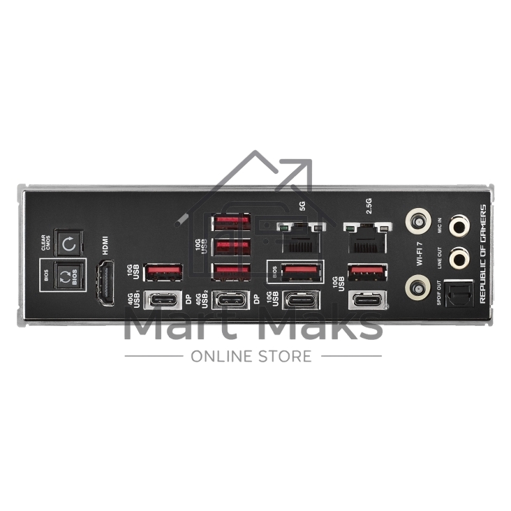 Материнская плата ASUS ROG CROSSHAIR X870E HERO, AM5, AMD X870E, 4xDDR5, 4xSATA, 5xM.2, 2xPCI-E 5.0 x16, 1xHDMI, 2xUSB-C (видео), 2x 5Gb LAN, 6xUSB-A 3.2 Gen 2, 2xUSB-C 3.2 Gen 2, 2xUSB4, 2x3.5 мм, 7.1, ATX