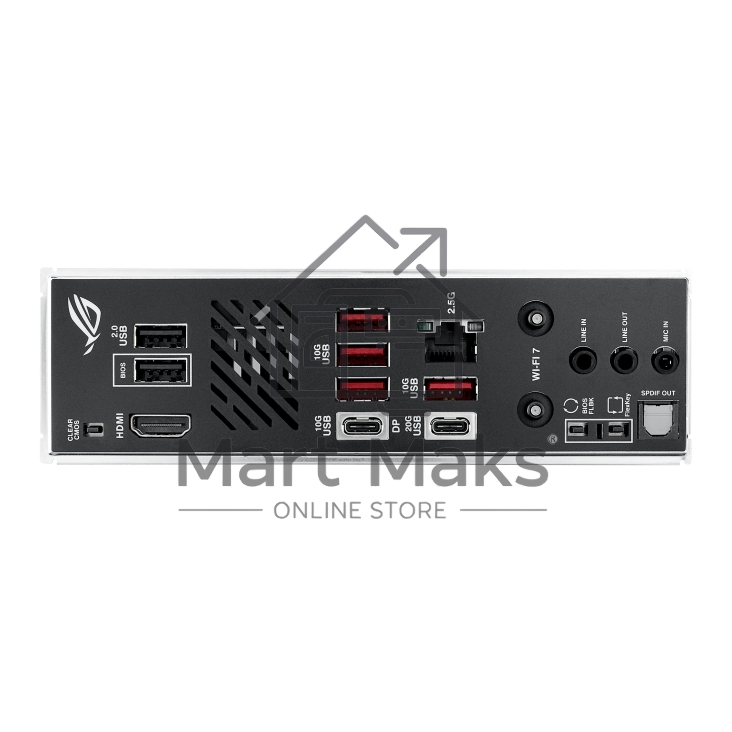 Материнская плата ASUS ROG STRIX B850-I GAMING WIFI, AM5, AMD B850, 2xDDR5, 2xM.2, 2xSATA, PCIe 4.0 x16, 1xHDMI, 1xUSB Type-C, 1x2.5Gb LAN, Wi-Fi 7, Bluetooth 5.4, 5xUSB-A 10Gbps, 1xUSB-C 20Gbps, 2xUSB-A 2.0, 3x3.5 мм, S/PDIF, 7.1, Mini-ITX