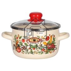 Кастрюля Appetite 1RC161S Болоньезе стеклянная крышка, эмалированная сталь, сфер. 2 л