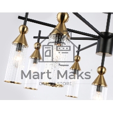 Люстра Ambrella light LH55258/9 BK/BS/CL черный/латунь/прозрачный E14*9 max 40W D770*530
