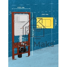 Инсталляция усиленная BAU IDEAL, клавиша BAU Light антивандальная, нержавеющая сталь золото
