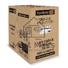 Кабель ExeGate FUTP4-C5e-CU-S24-IN-PVC-GY-305-FLUKE FTP 4 пары кат.5e медь, 0.52мм (24AWG), FLUKE® test pass, экран, 305м, серый, PVC