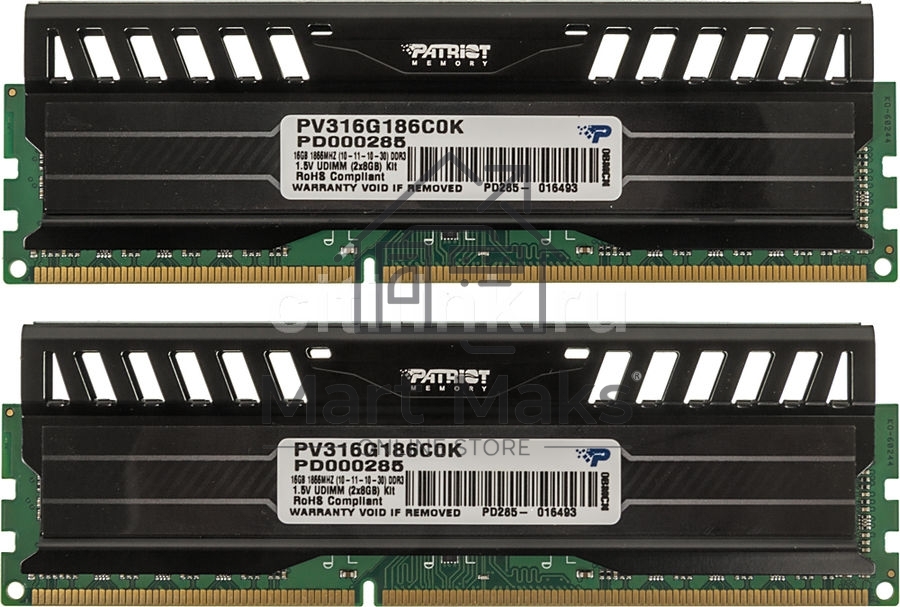 Оперативная память Patriot Viper 3, DDR3, 16GB (2x8 GB), 1866 MHz, CL10, DIMM, радиатор, черный