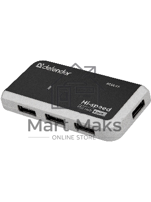Разветвитель USB Defender QUADRO INFIX USB2.0 - 4 порта, скор. - до 480 Мбит/с, + кабель USB 2.0 A(M) - MiniB (M) - 1м.