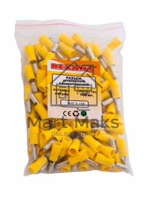 Разъем штекерный изолированный Rexant штекер 5 мм 4-6 мм² (РШи-п 6.0-5) желтый