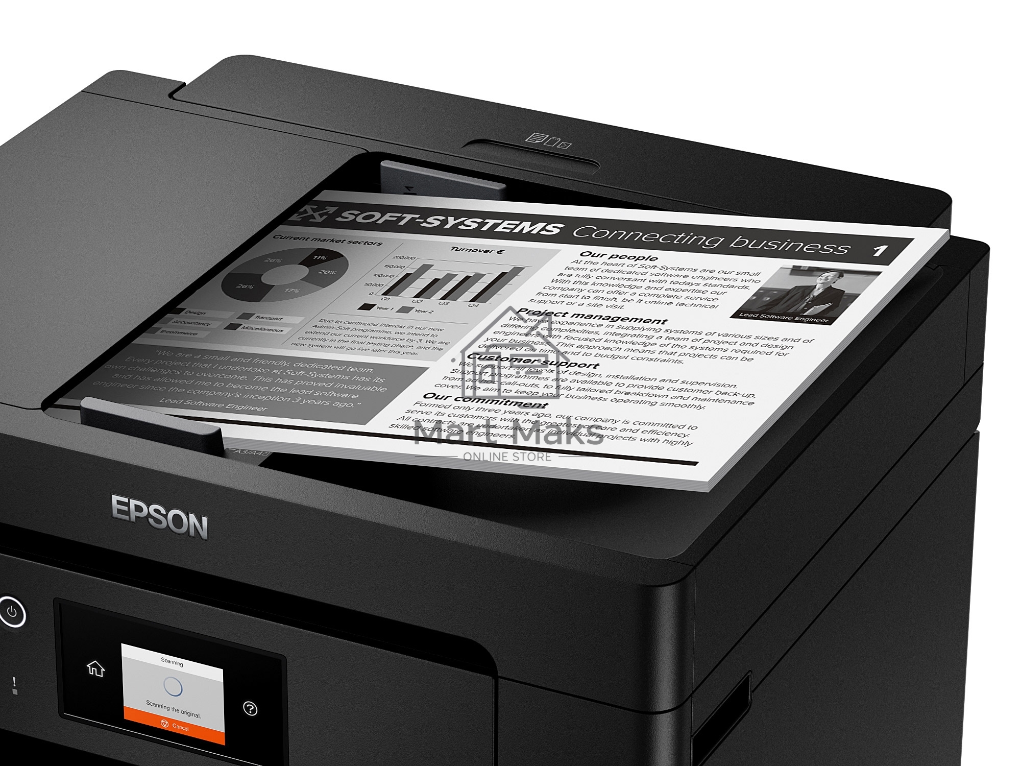МФУ струйный Epson M15140 (C11CJ41404), A3+, ч/б, печ. до 25 стр/мин., скан. до 26 стр/мин., 2400 x 4800 dpi (печать) 1200x2400dpi (скан.), USB, RJ-45, Wi-Fi
