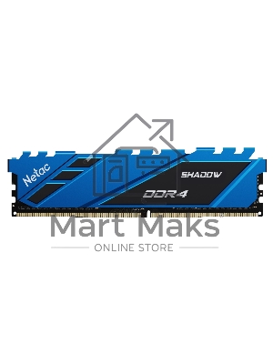 Оперативная память NETAC Shadow, DDR4, 8Gb (1x8Gb), 3600MHz, CL18, DIMM, с радиаторами, синий