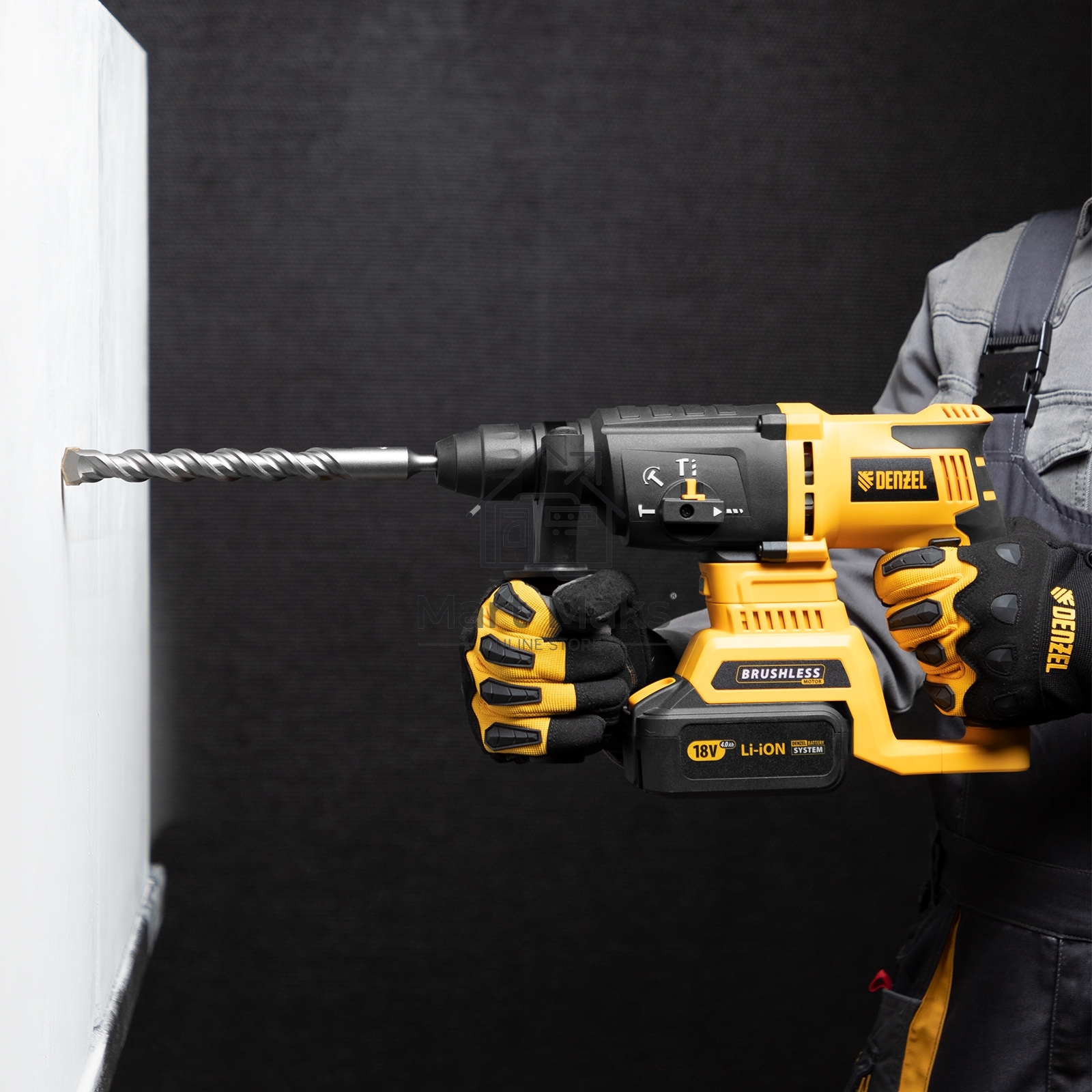 Бур по бетону Denzel двойная спираль, Cobalt W-tip, 20x310 мм, SDS PLUS