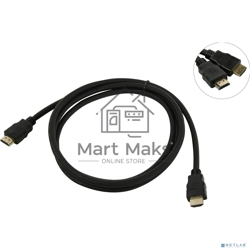Кабель HDMI ExeGate EX287730RUS EX-CC-HDMI2-1.8 (19M/19M, v2.0, 1,8м, 4K UHD, Ethernet, позолоченные контакты)