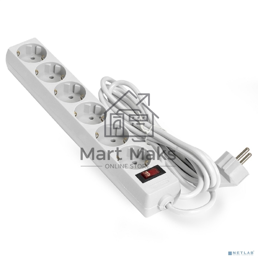 Сетевой фильтр ExeGate EX221229RUS SP-6-5W (6 розеток, 5м, евровилка, белый)