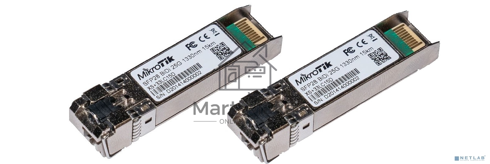 Комплект из двух SFP+ модулей Mikrotik XS+2733LC15D SFP/SFP+/SFP28 modules 1/10/25G 15km 1270nm + 1330nm
