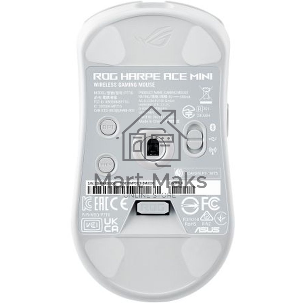 Мышь беспроводная ASUS ROG Harpe Ace Mini белый, 42000 dpi, радиоканал, Bluetooth, USB, кнопки - 5