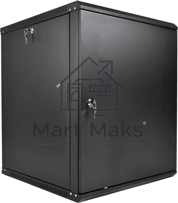 Шкаф телекоммуникационный настенный разборный ЦМО ЭКОНОМ 12U (600 x 650) дверь металл, цвет черный (ШРН-Э-12.650.1-9005)