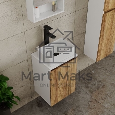 Комплект для ванной, 4 предмета (тумба Bau Dream 40 + раковина BAU 37х23, белая + смеситель Hotel Black, выпуск клик-клак, черный)