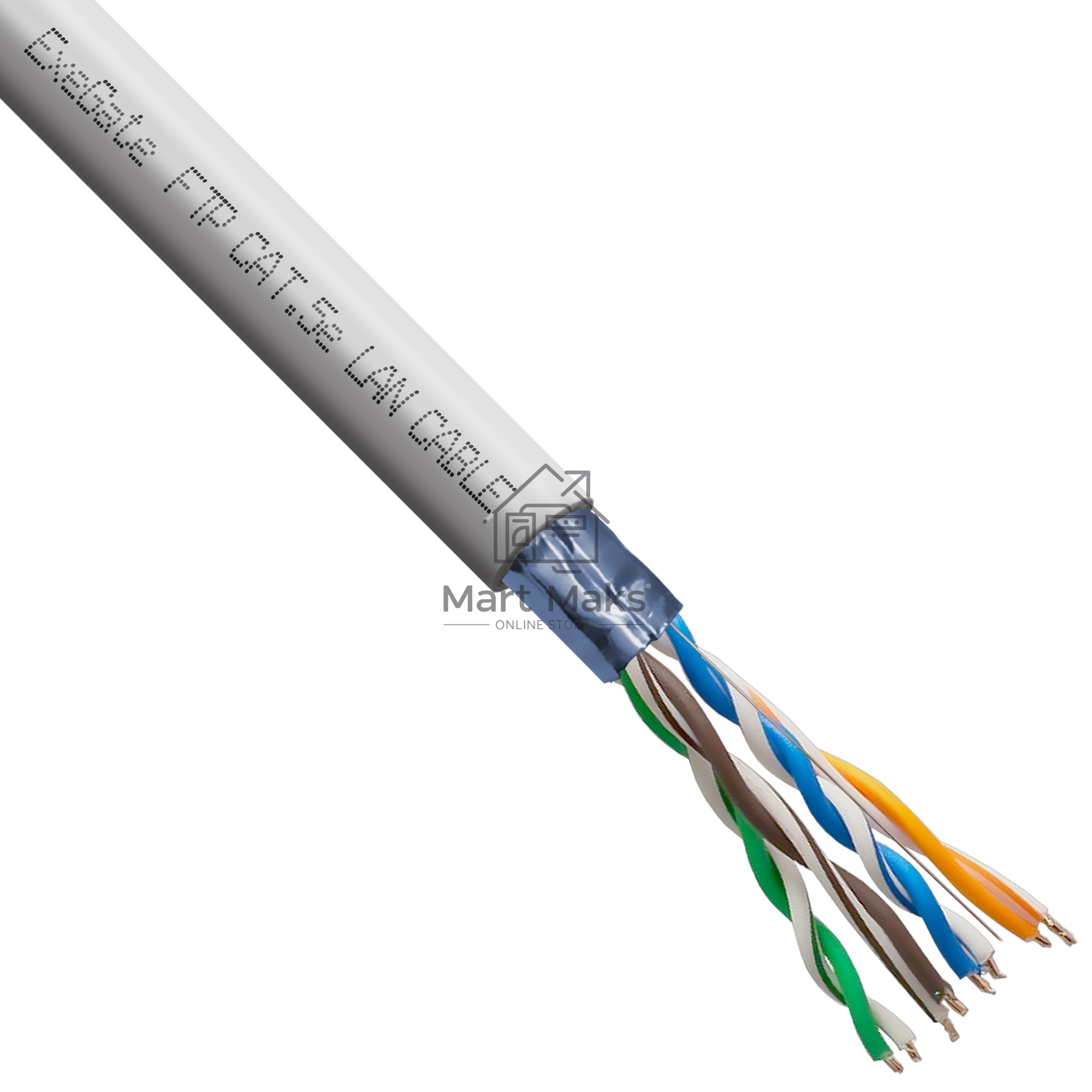 Кабель ExeGate FUTP4-C5e-CU-S24-IN-PVC-GY-305-FLUKE FTP 4 пары кат.5e медь, 0.52мм (24AWG), FLUKE® test pass, экран, 305м, серый, PVC
