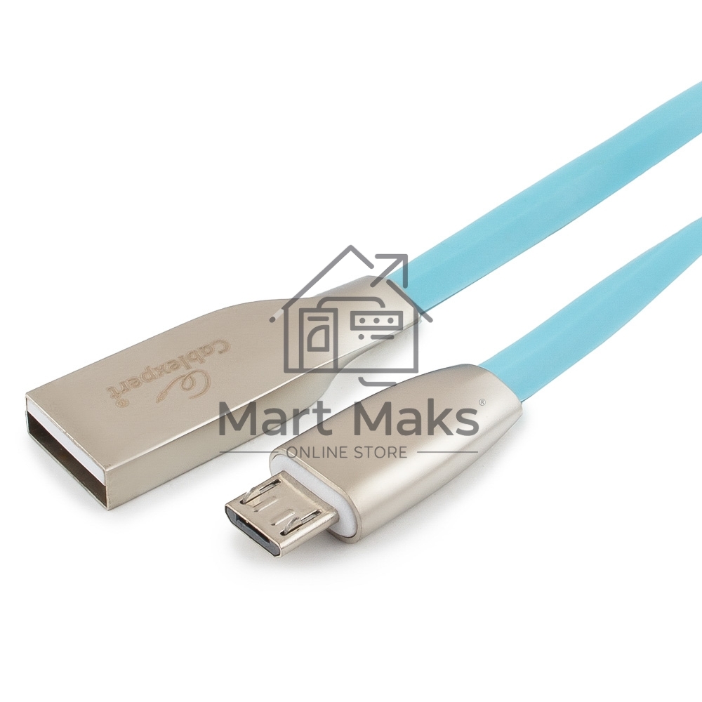 Кабель USB 2.0 Cablexpert CC-G-mUSB01Bl-1M, AM/microB, серия Gold, длина 1м, синий, блистер