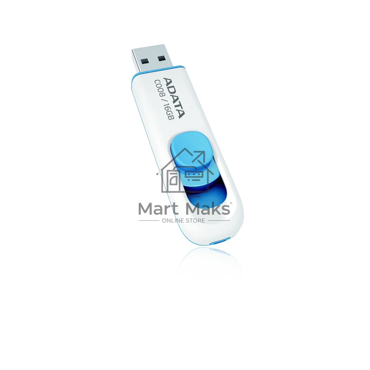 Флешка USB R/W ADATA R/W 16Gb C008 AC008-16G-RWE USB2.0 белый