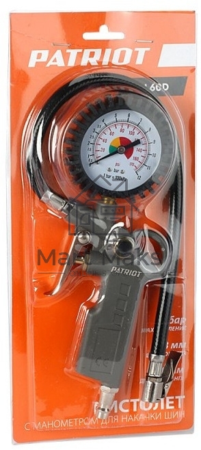 Пистолет для накачки шин Patriot GN 60D 10бар шланг360мм манометр63мм быстросъем