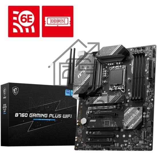 Материнская плата MSI B760M GAMING PLUS WIFI, LGA 1700, Intel B760, 4xDIMM DDR5, 4xSATA, 2xM.2, 1xPCI-E 4.0 x16, 1xPCI-E 3.0 x1, 2xHDMI, 2xDP, 1x 2.5Gb LAN, 2xUSB-A 3.2 Gen 2, 4xUSB 2.0, Micro-ATX